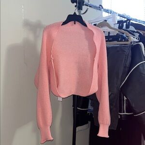 SHEIN Pink Open-Front Sweater Shrug